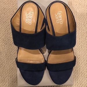 NIB Blue Suede Franco Sarto slipon heels 10M